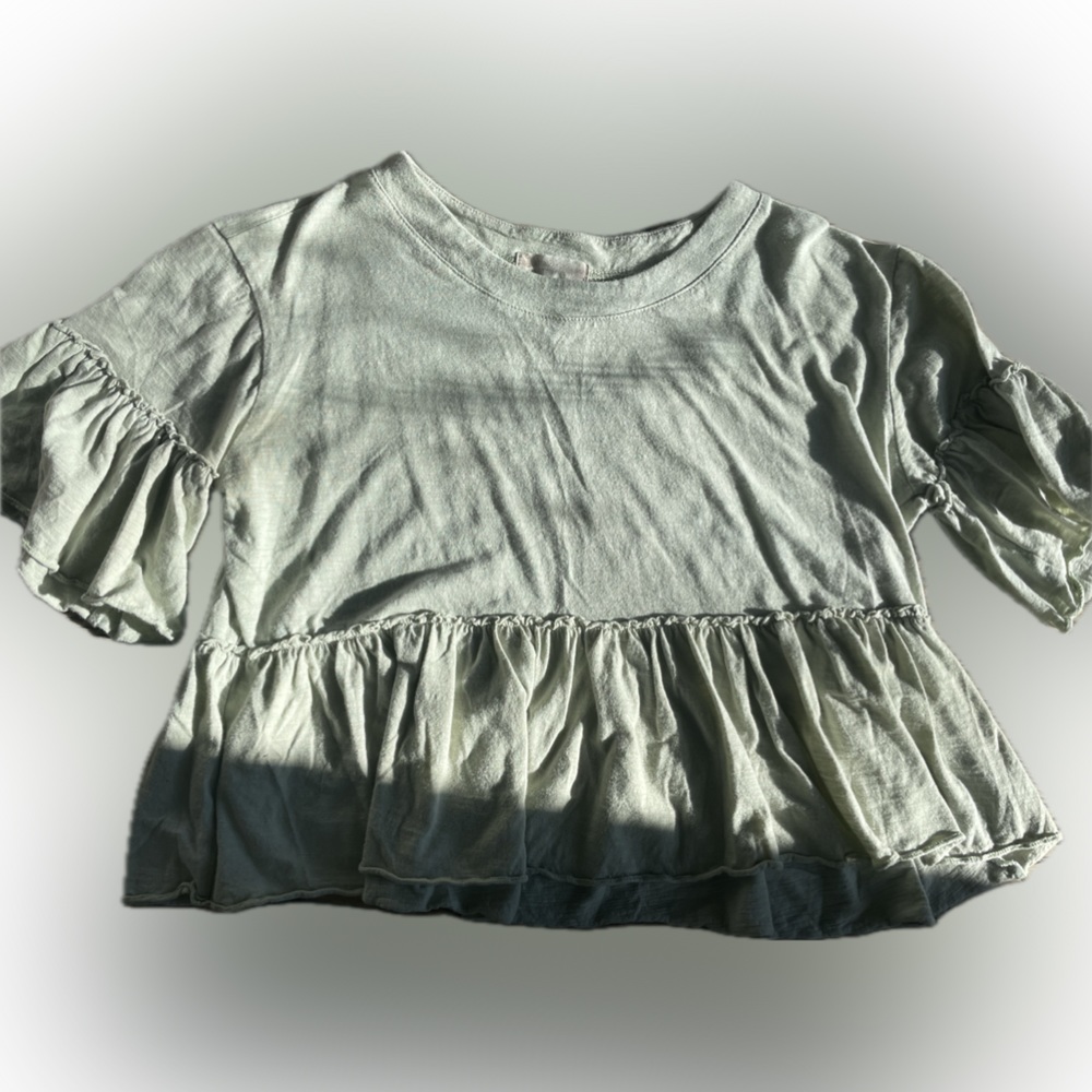 Altar’d State Sage Green Flowy Ruffle Crop Top